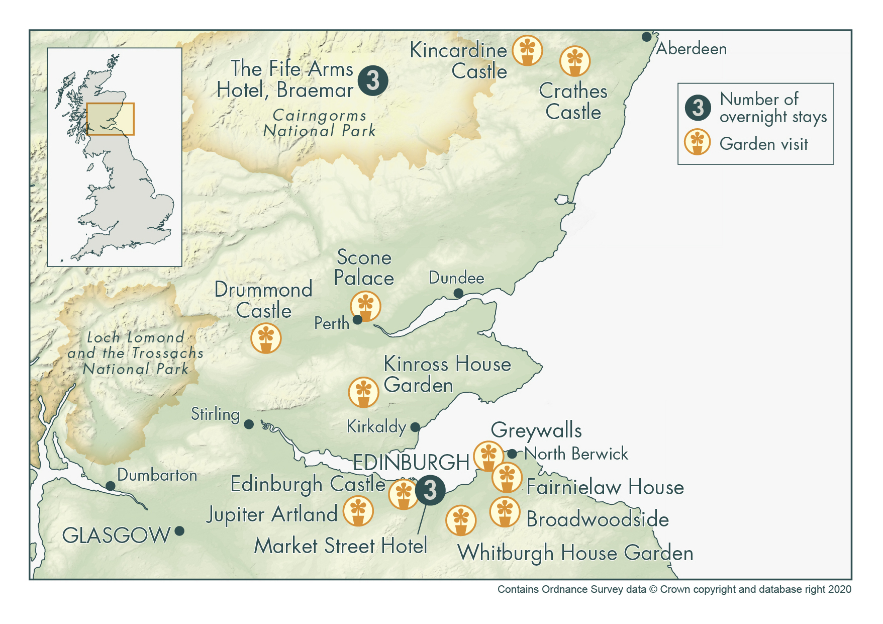 Scotlands Finest Castles and Gardens Map