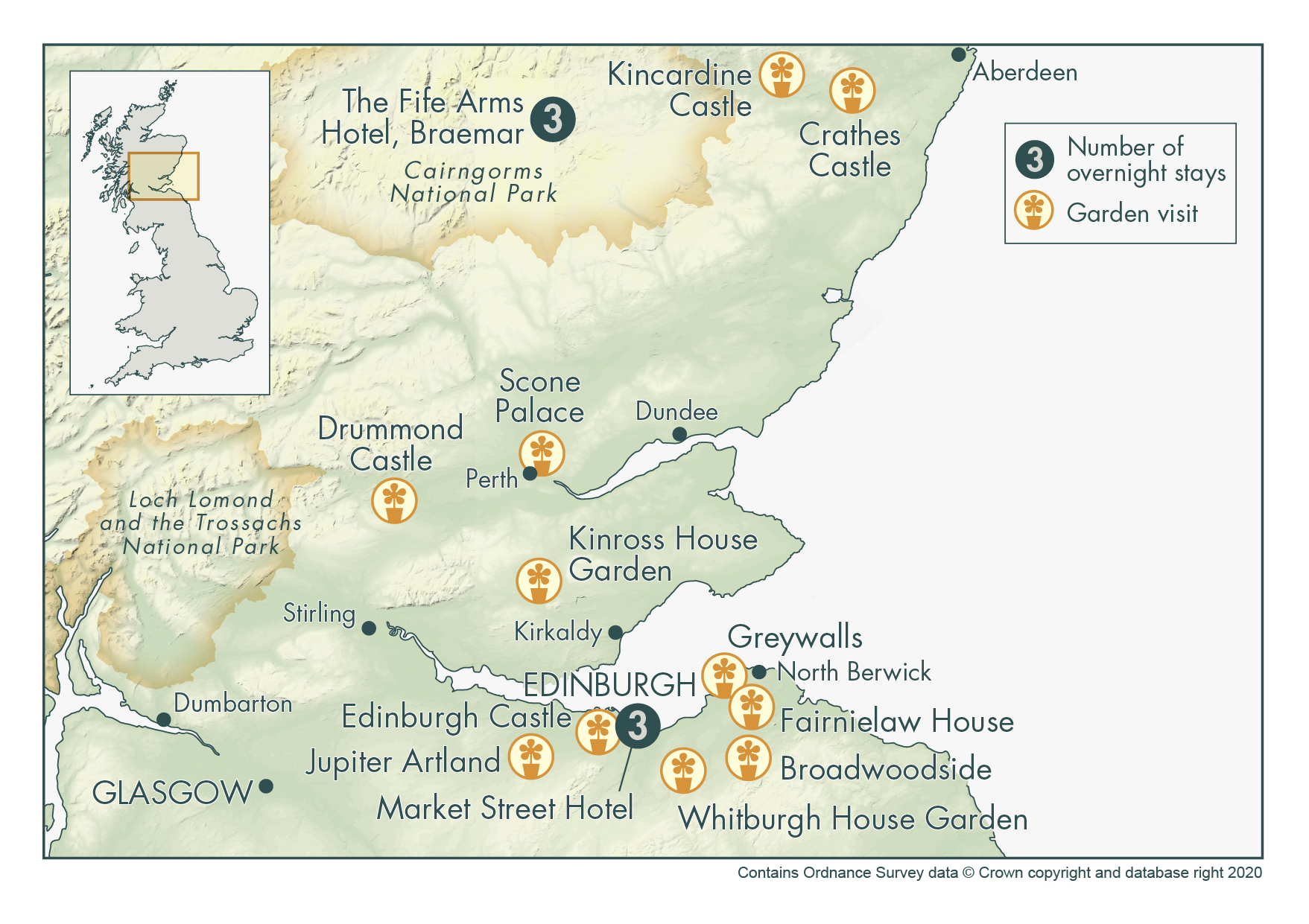 castles to visit in scotland map